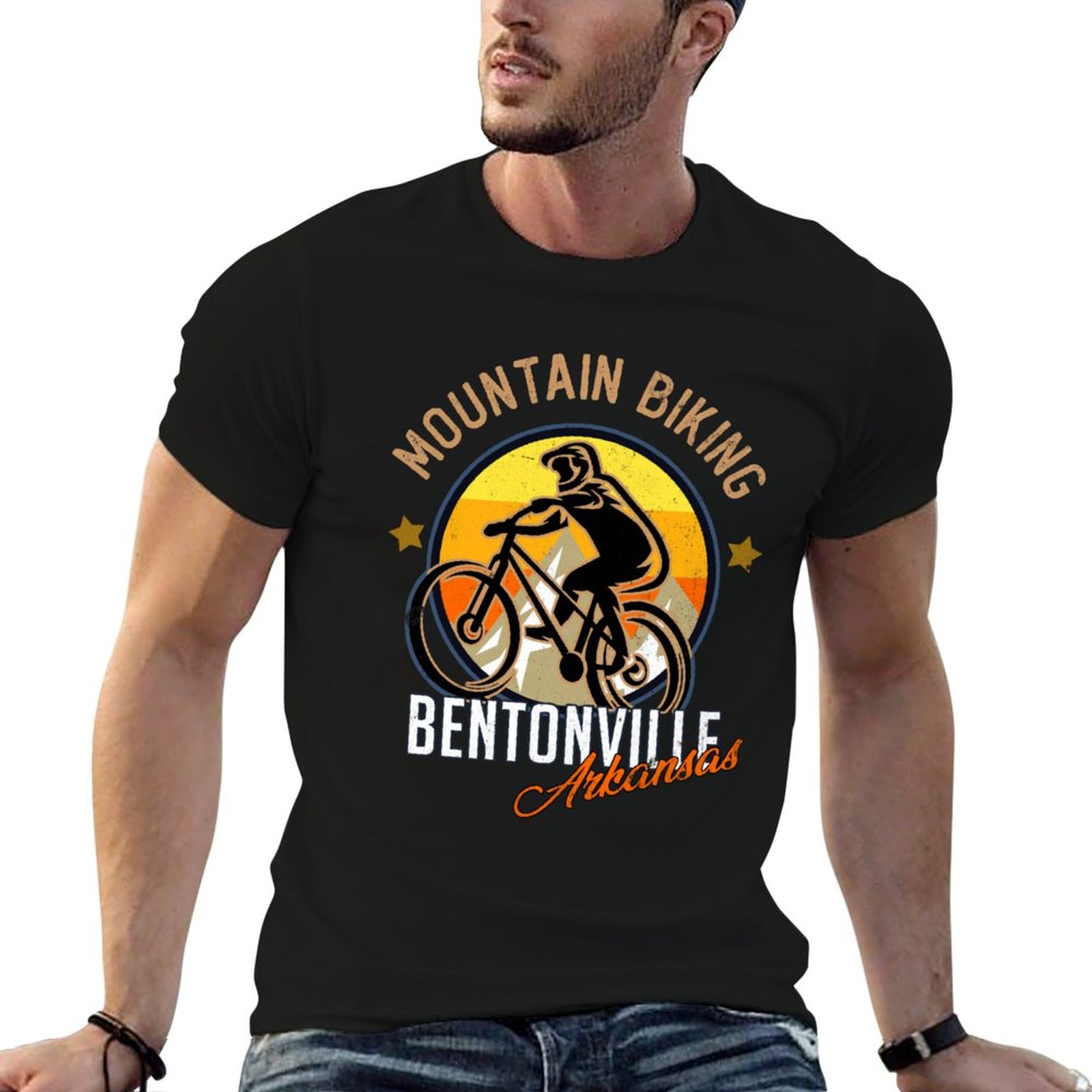 Mountain Biking Arkansas - Camiseta de ciclismo de montanha de