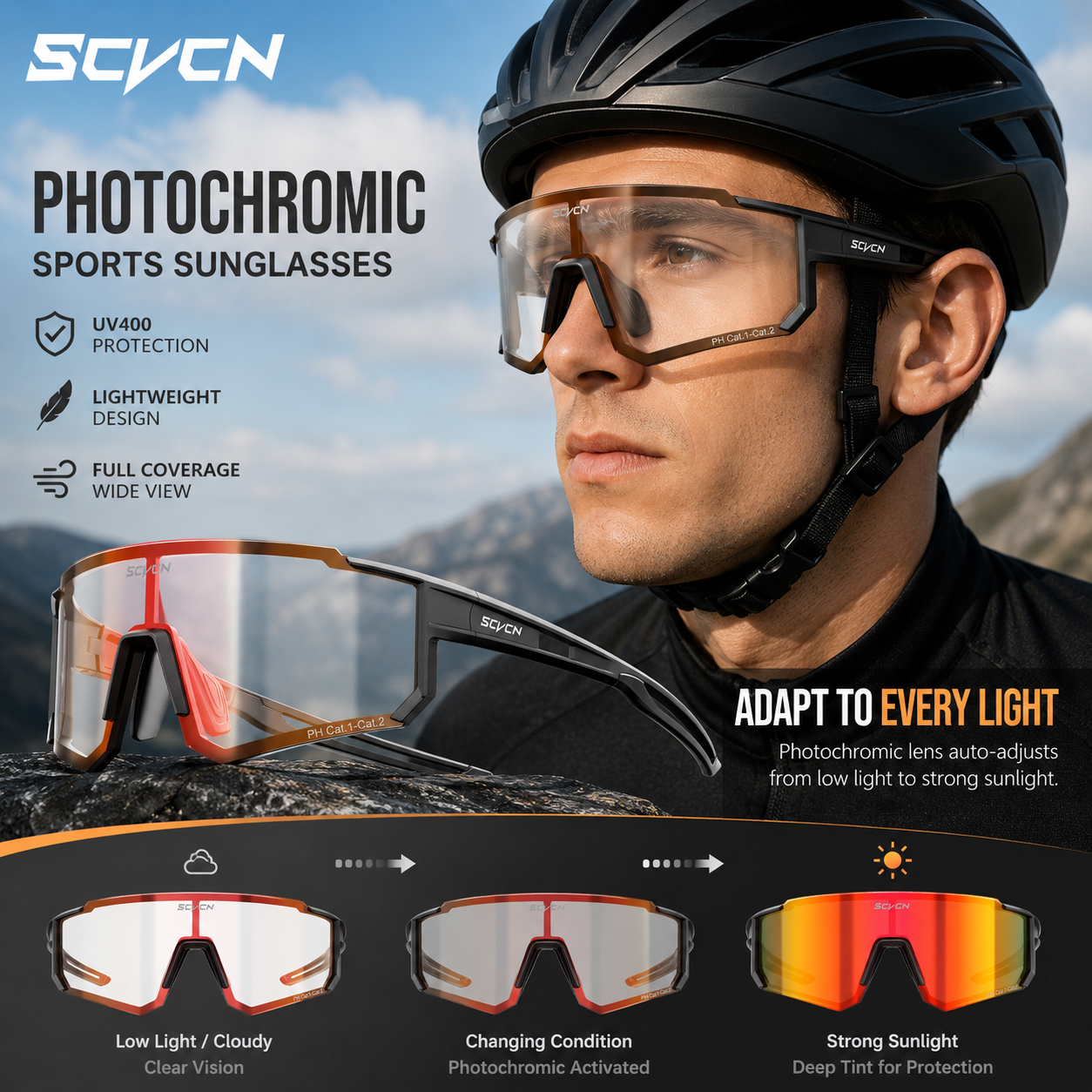 Mountain Biking Goggles - Óculos de Ciclismo Fotochromáticos SCVCN para